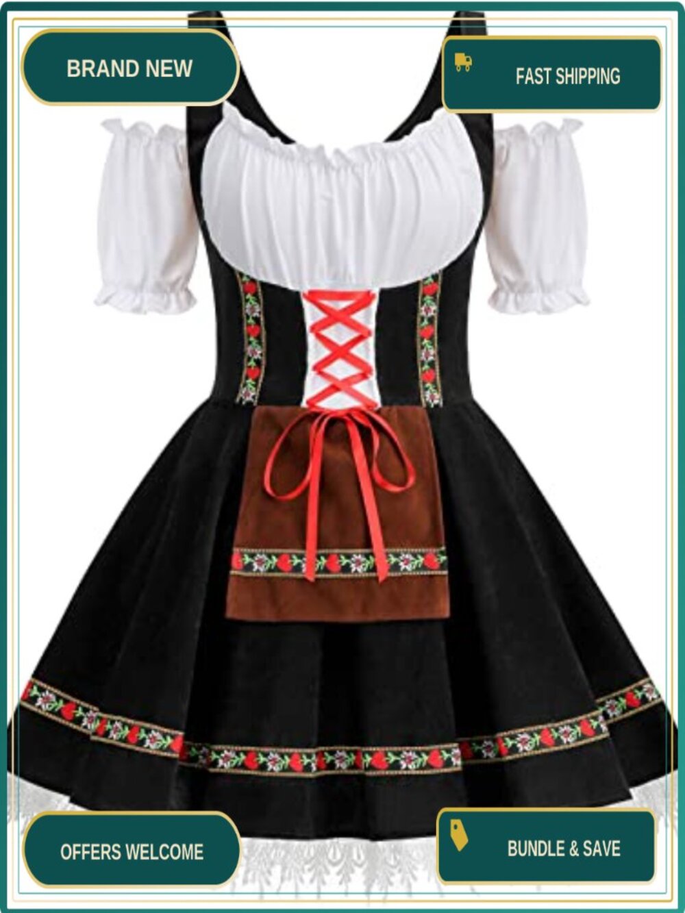 Oktoberfest Dirndl Costume Beer Maid Dress German Bavarian Halloween